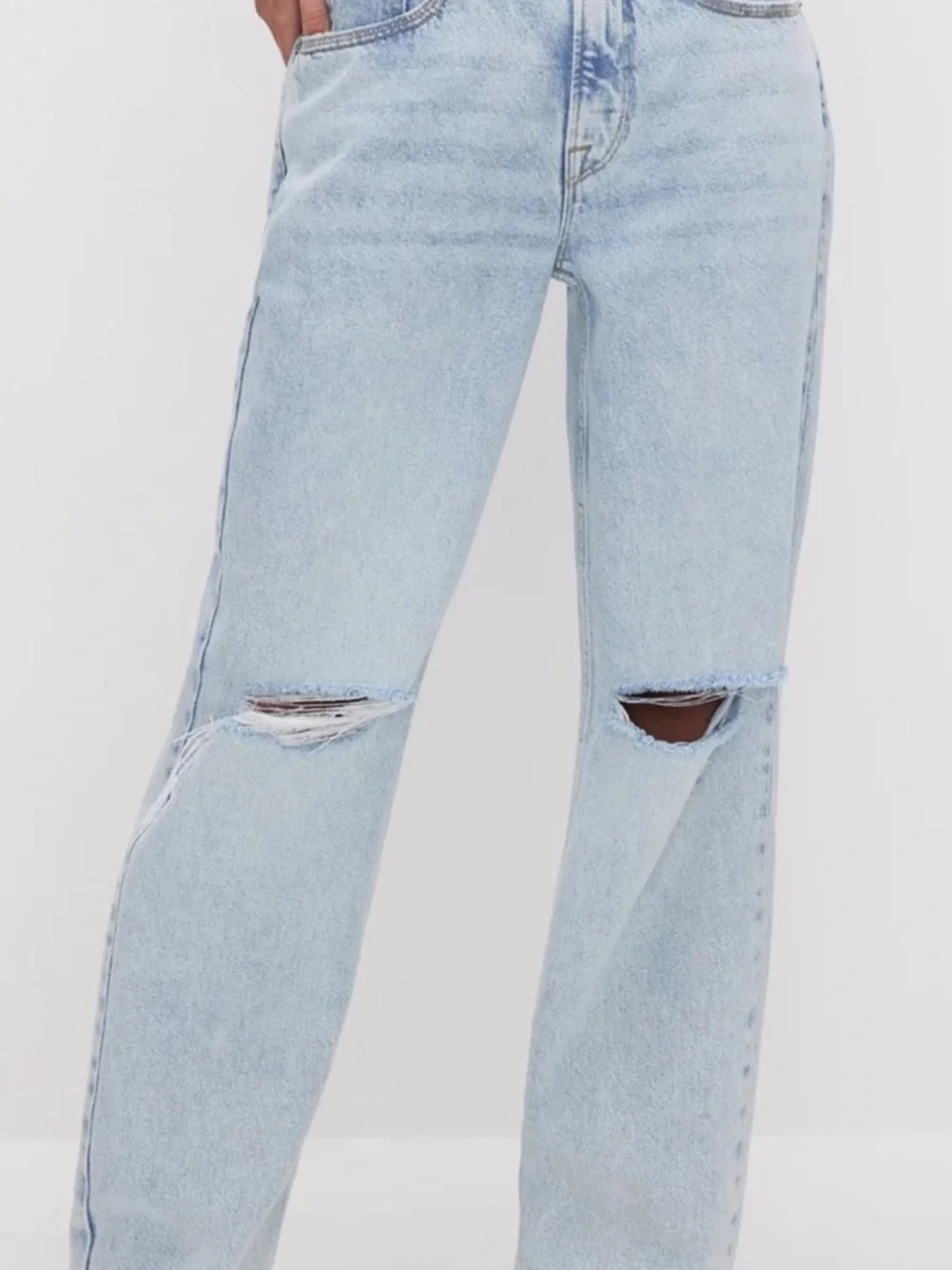 Good American Good 90’s relaxed fit Distressed Straight-Leg Jeans - Picture 7 of 13